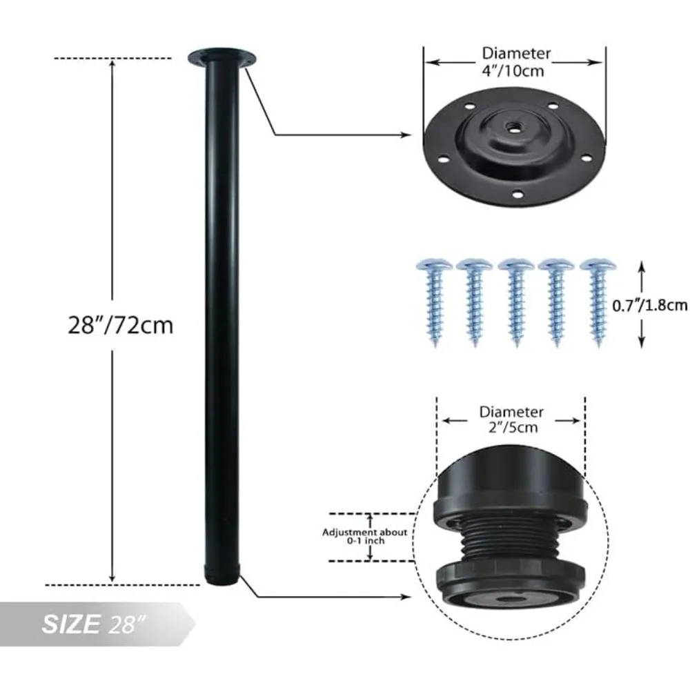 Gambe da scrivania regolabili in metallo da 28 pollici, set di gambe per mobili da tavolo da ufficio, set di 4 (nero)