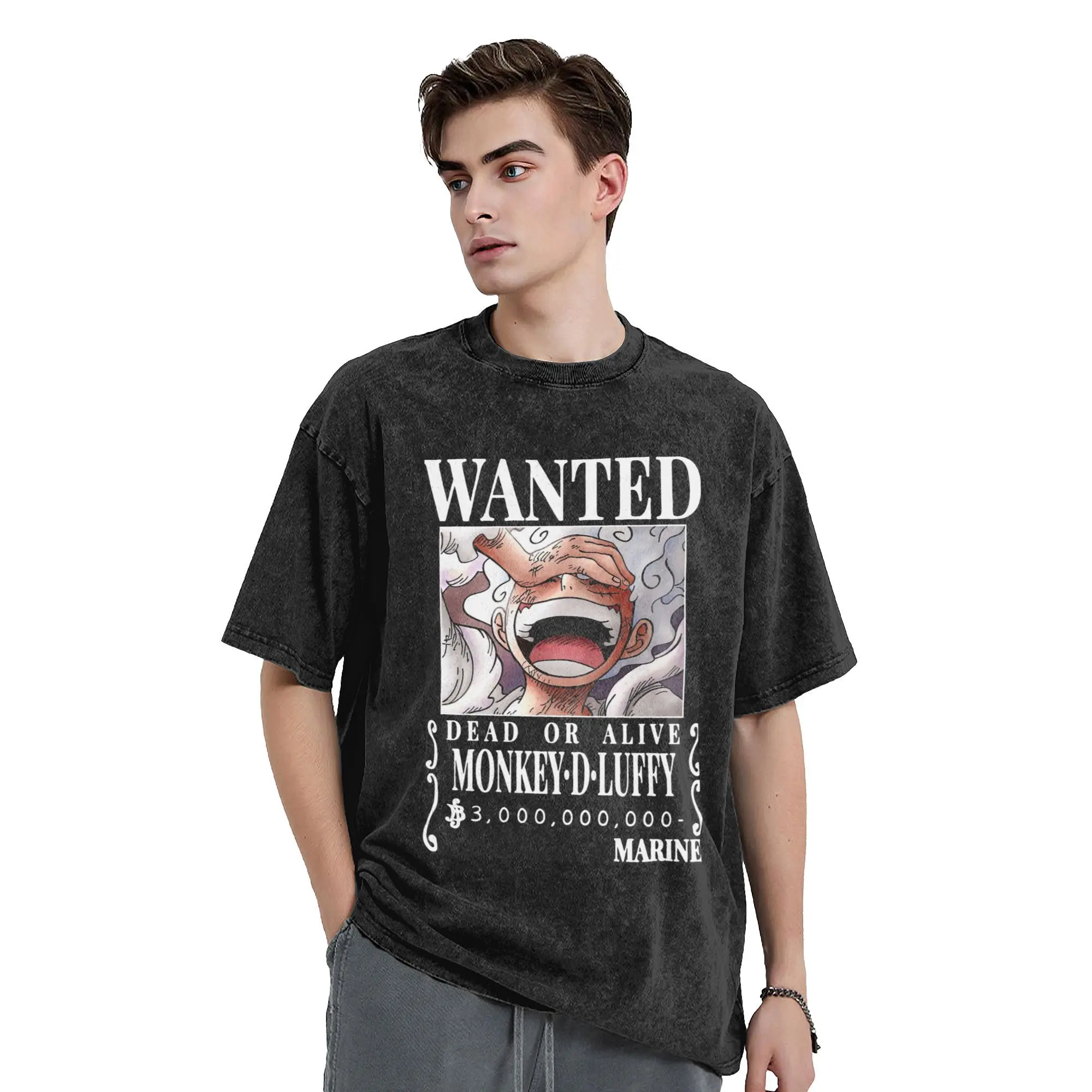 Luffy Wanted Bounty Nika Gear 5 4th Yonko Vintage Washed T-Shirt