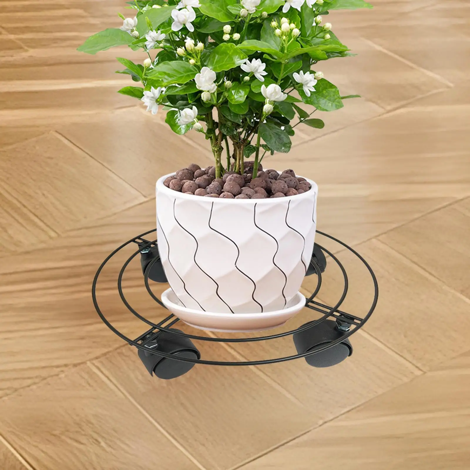 Rolling Plant Stand with Wheels Plant Pallet Caddies Quiet Planter Trolley Flower Pot Tray Flower Pot Mover for Vase Deck Patio