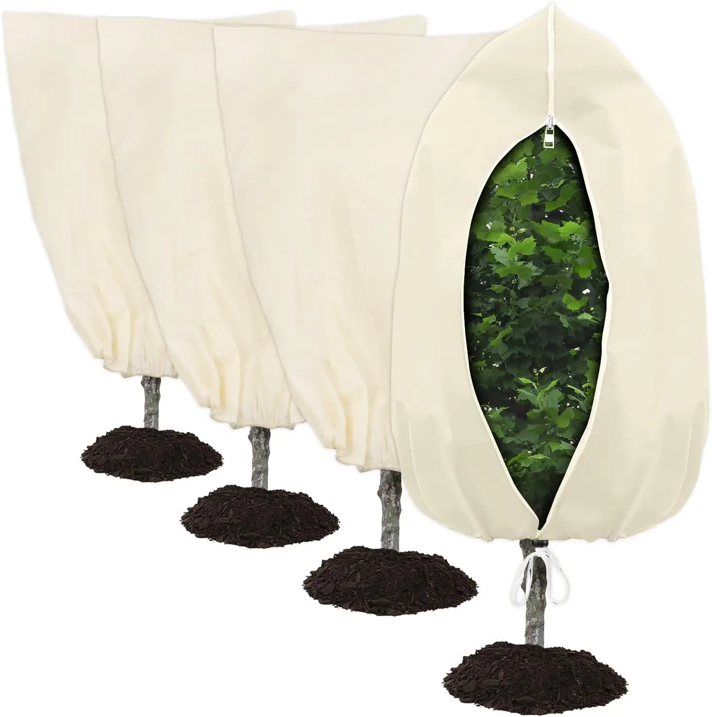 

Чехлы для растений Защита от замерзания, 4 упаковки круглых морозных одеял для уличных растений (32 x 48 дюймов) — зимние чехлы для растений, 2,4 унции/чор 2 мороза