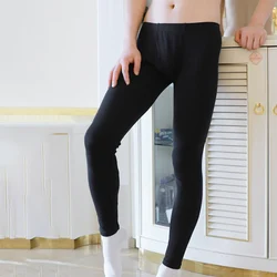 Men Winter Thermal Underwear Bottoms Warm Pouch Underwear Soft Elastic Sport Legging Pants Solid Casual Pajama Bottoms Wear