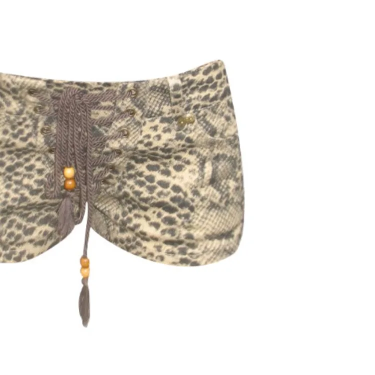 Oversize americano retro rendas até leopardo impressão shorts 2025 sumemr novo para mulher y2k sexy de cintura baixa calças curtas quentes