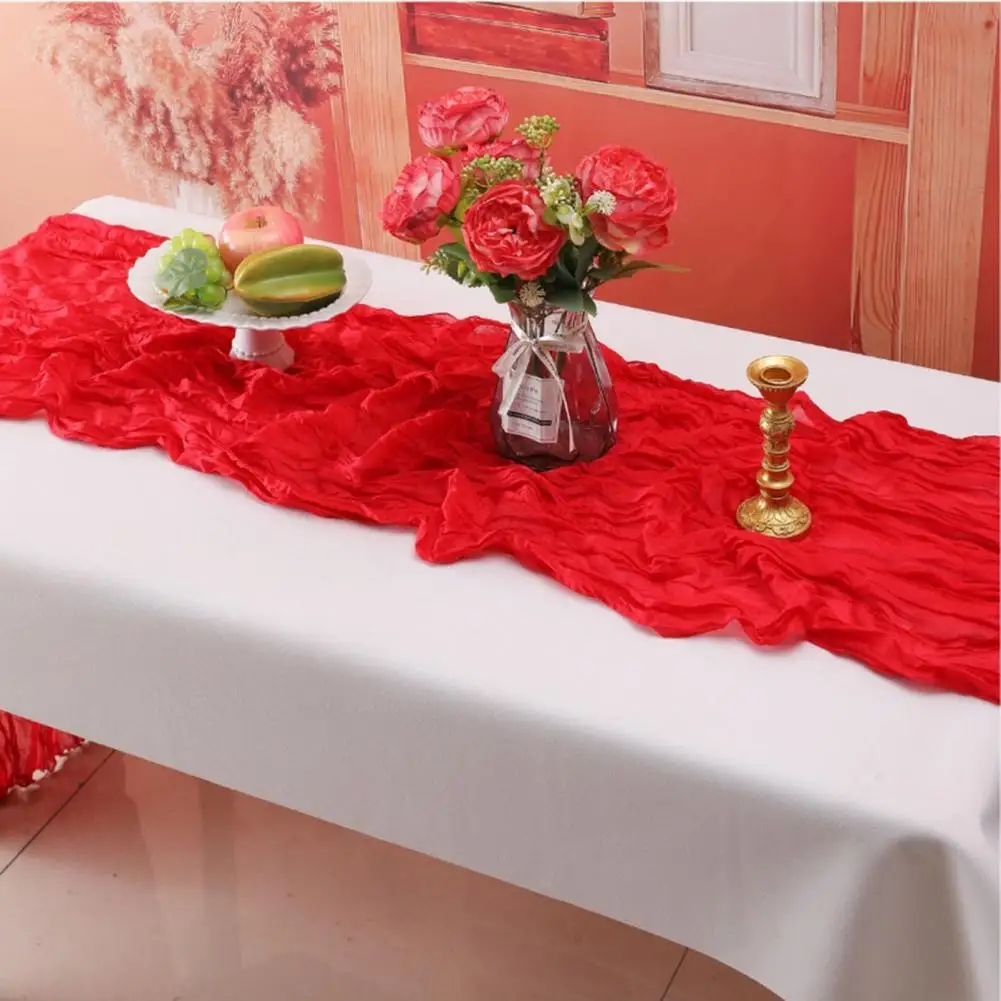 Wrinkle Table Runner Wedding Table Decor Boho Cheesecloth Table Runner Wrinkle Texture Decor Retro Style Wedding Party Bridal