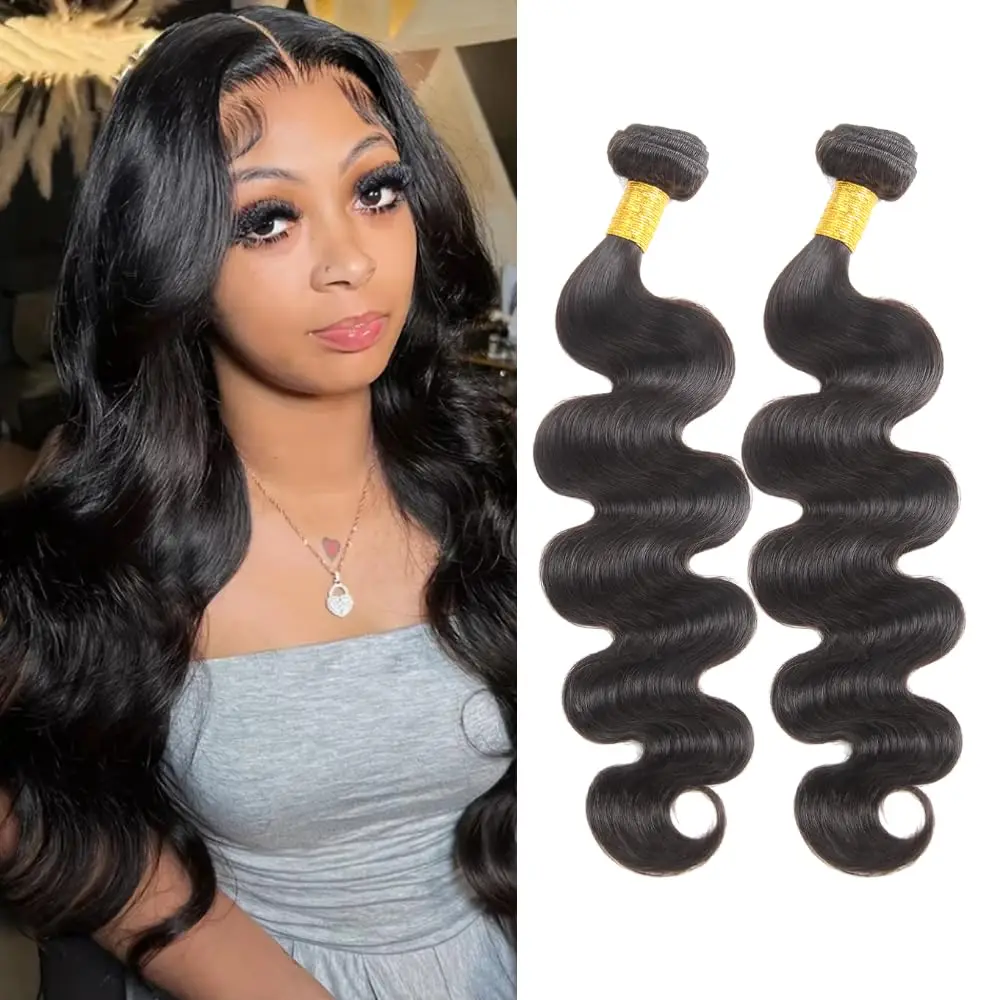 Alimice 30 Inch Bundles Human Hair Brazilian Body Wave 1 Bundle 100G Brazilian Virgin Hair Weave Bundles Body Wave Natural Black