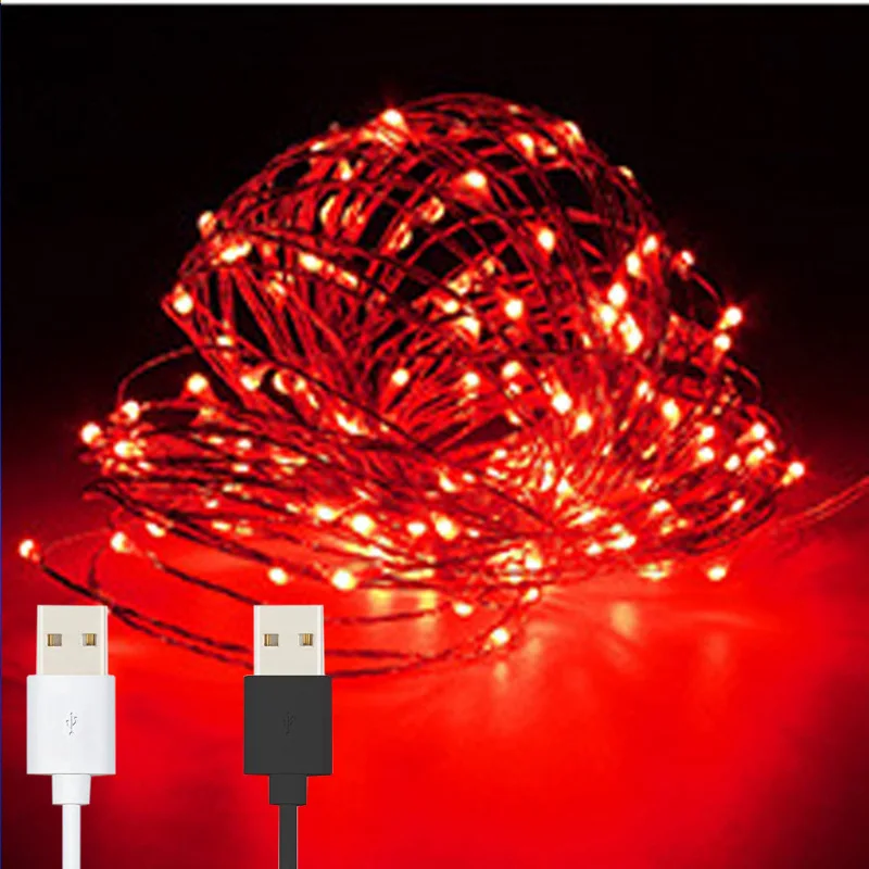 10M Giáng Sinh Đèn Dây Nhà Đèn LED Màu Sắc Dây Đèn USB Đồng Đèn Dây Hoa Đóng Gói Đèn Đồ Dùng Trang Trí Giáng Sinh