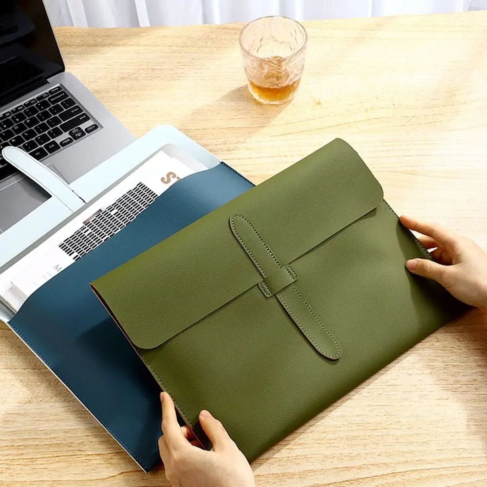 Large Capacity A4 Leather File Folder Waterproof Simple Business Leather Document Bag Portable Elegant Document Organizer Paper