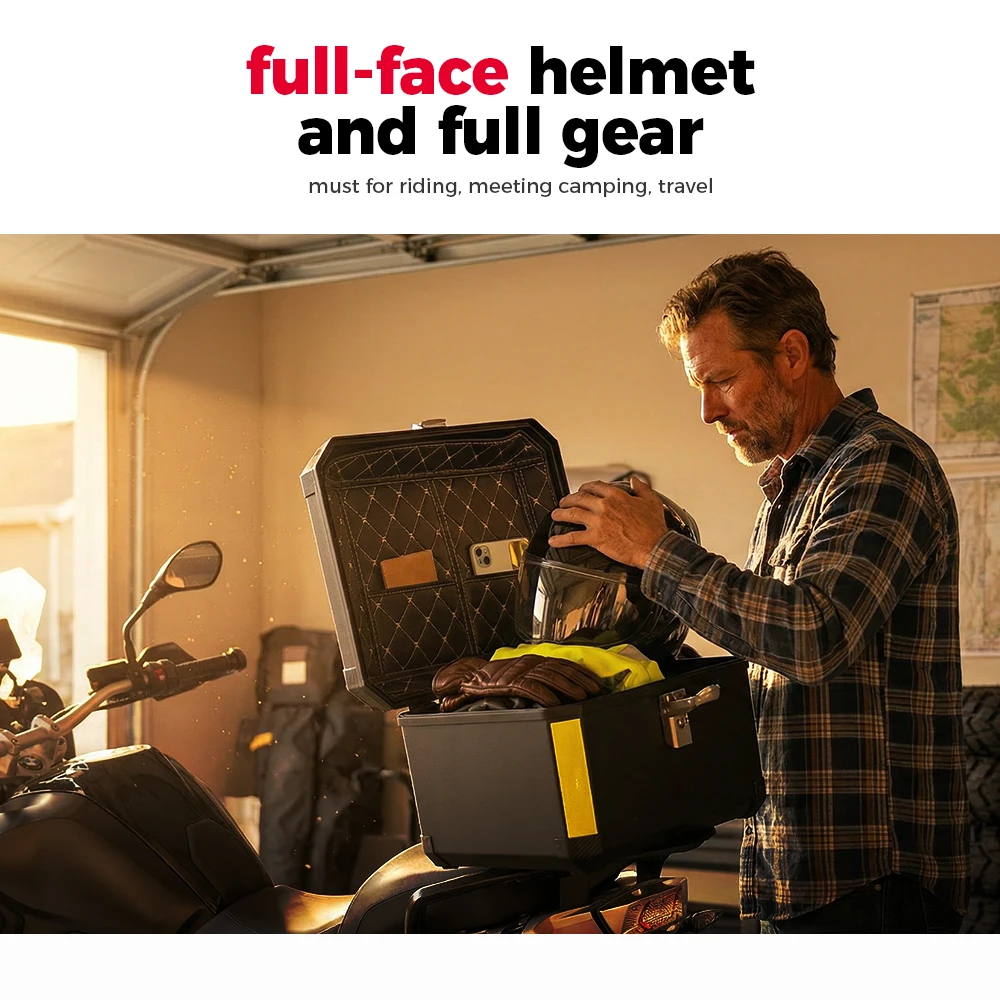 KEMIMOTO 45L/65L Motorrad-Topcase Universeller ABS-Kunststoff-Koffer Motorrad-Heckbox für Motorräder Abnehmbarer Koffer mit Schloss – Detail 13