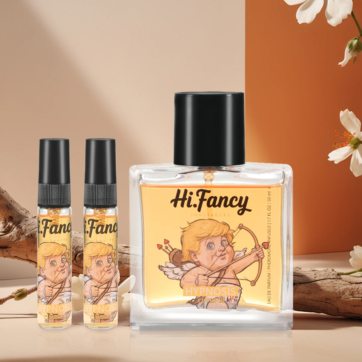 HI.FANCY 2in1 amber oud gold men’s cologne 50ML pheromones perfumes 2*5ML Travel Sprays for Christmas gifts New Year gifts