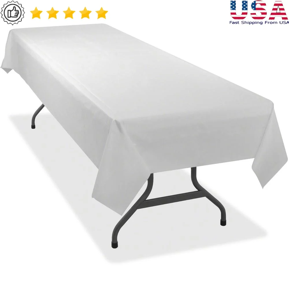 

Сверхлегкие пластиковые чехлы для столов, прямоугольные, 54 x 108 дюймов, 6 упаковок, многоразовые, одноразовые, защищают столы от пятен, царапин