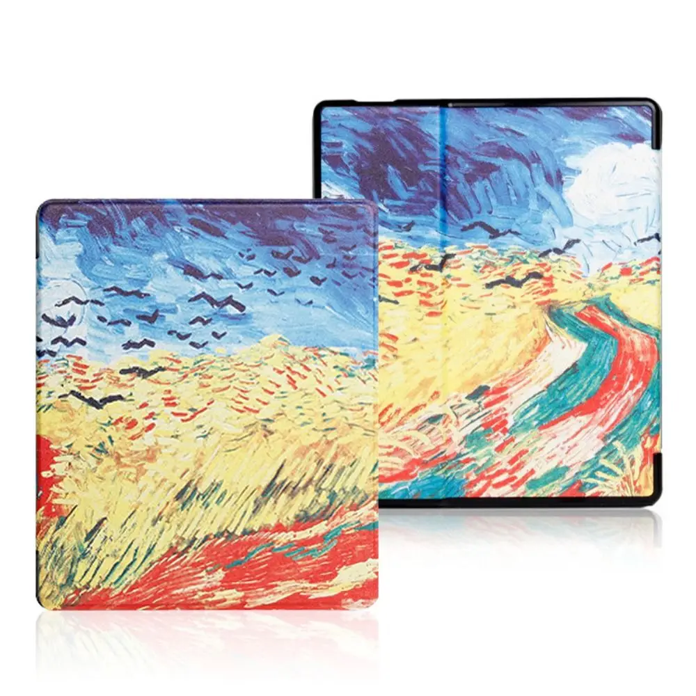 

9/10th Gen Smart Cover PU Leather Auto Sleep/Wake 7 inch eReader Folio Case Color Painting Shockproof for Kindle Oasis 2/3