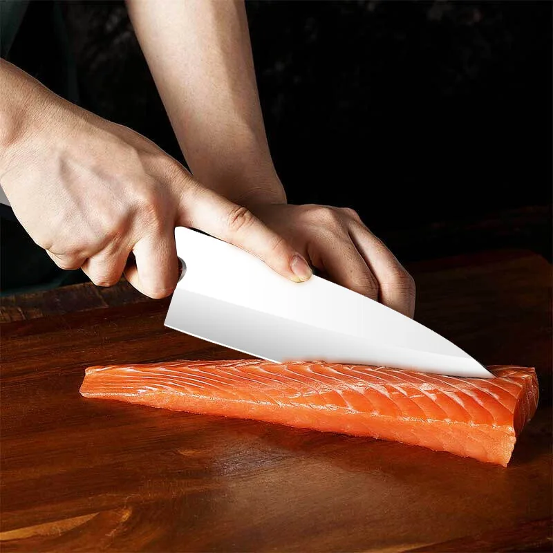

7-дюймовый нож для деби, однолезвийное лезвие, ручка из черного дерева и палисандра, нарезка шеф-повара, суши, овощи, тесак, сашими, мясо, кухонный нож