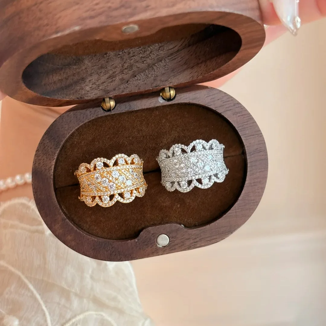 Embroidered silver ring high sense dream ring brushed diamond princess lace ring female