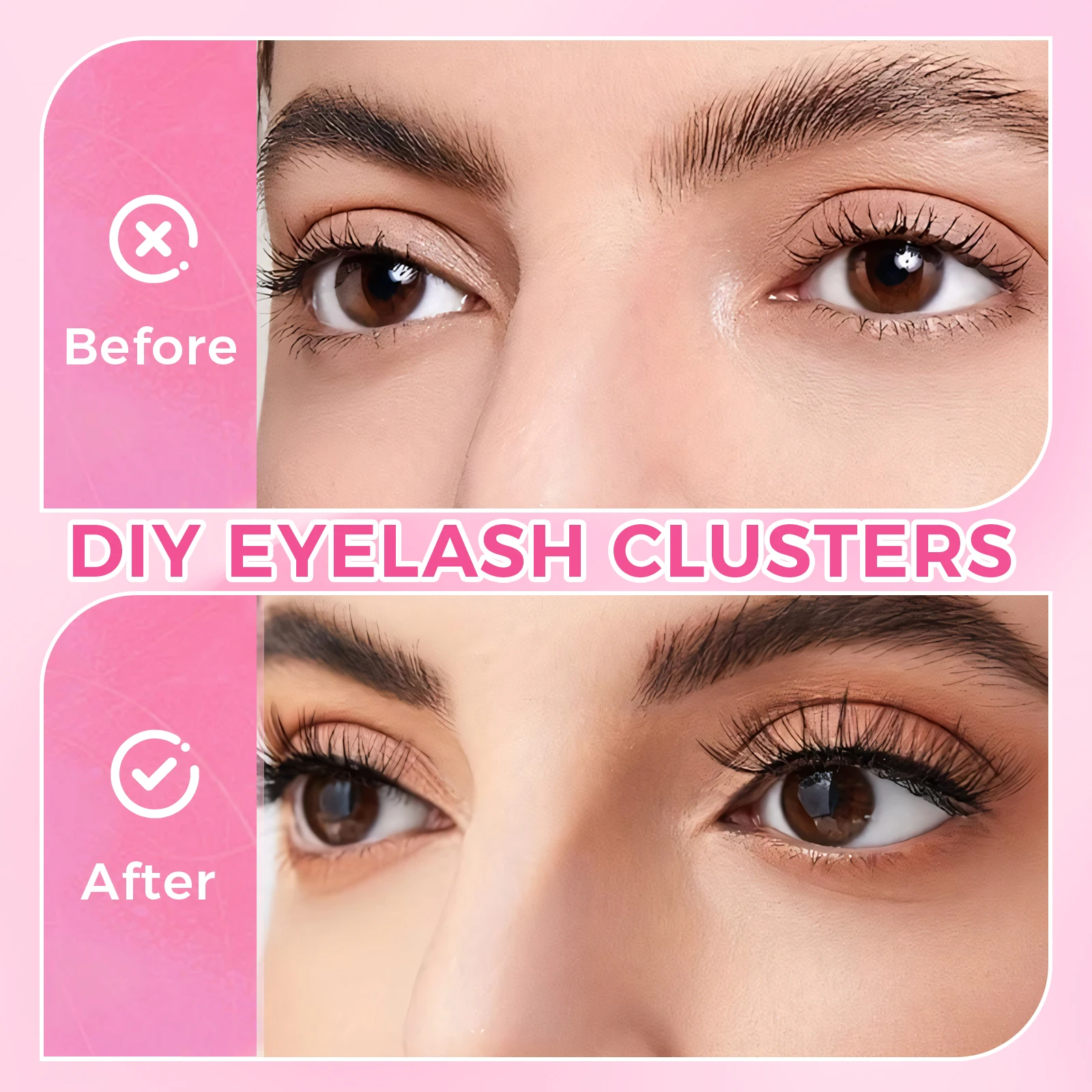 Self Adhesive Lashes Clusters Natural C Curl Reusable No Glue Self Adhesive DIY Cluster Eyelash Extension Easy Press On Lashes