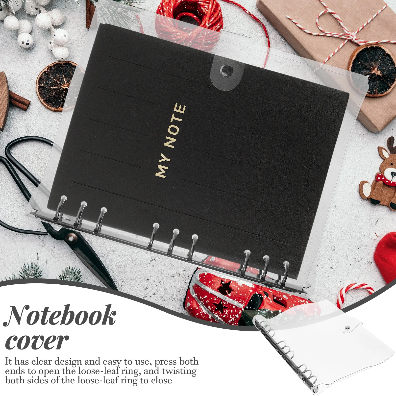 

Clear Binder Notebook Cover B5 Loose-Leaf Planner Shells Plastic Material Easy to Use School Office Supplies