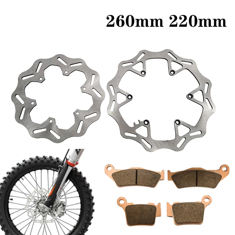 Motorcycle 220MM 260MM Front Rear Brake Discs Rotors Brake Pads For KTM EXC SX SXF XC XCF XCW XCFW 125 150 250 300 350 450 530