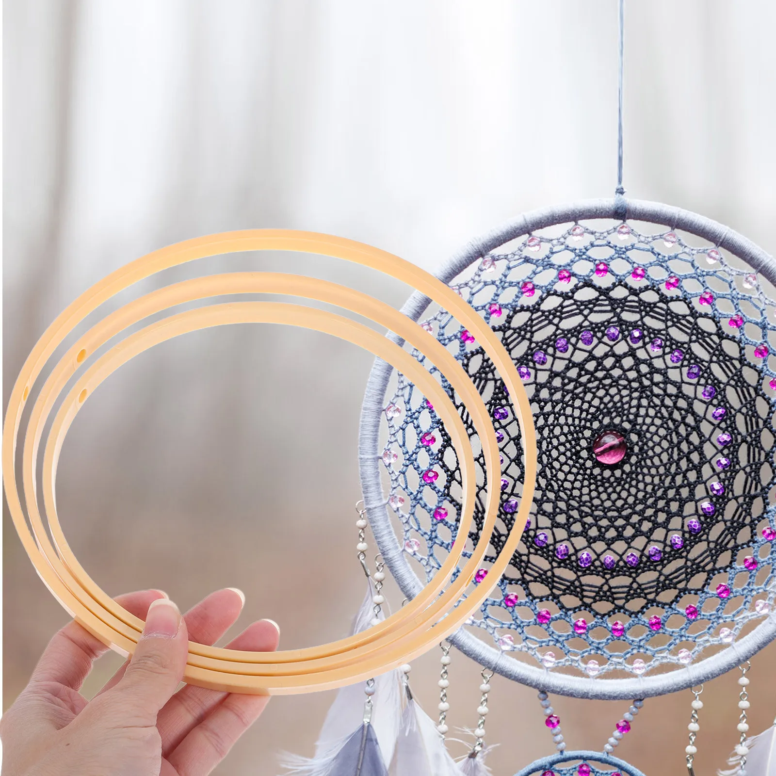 

12pcs Round Wind Chime Frames Craft Hoops For Diy Dream Catcher Wedding Wreath Making Decor Hanging Supplies Floral Ring Macrame