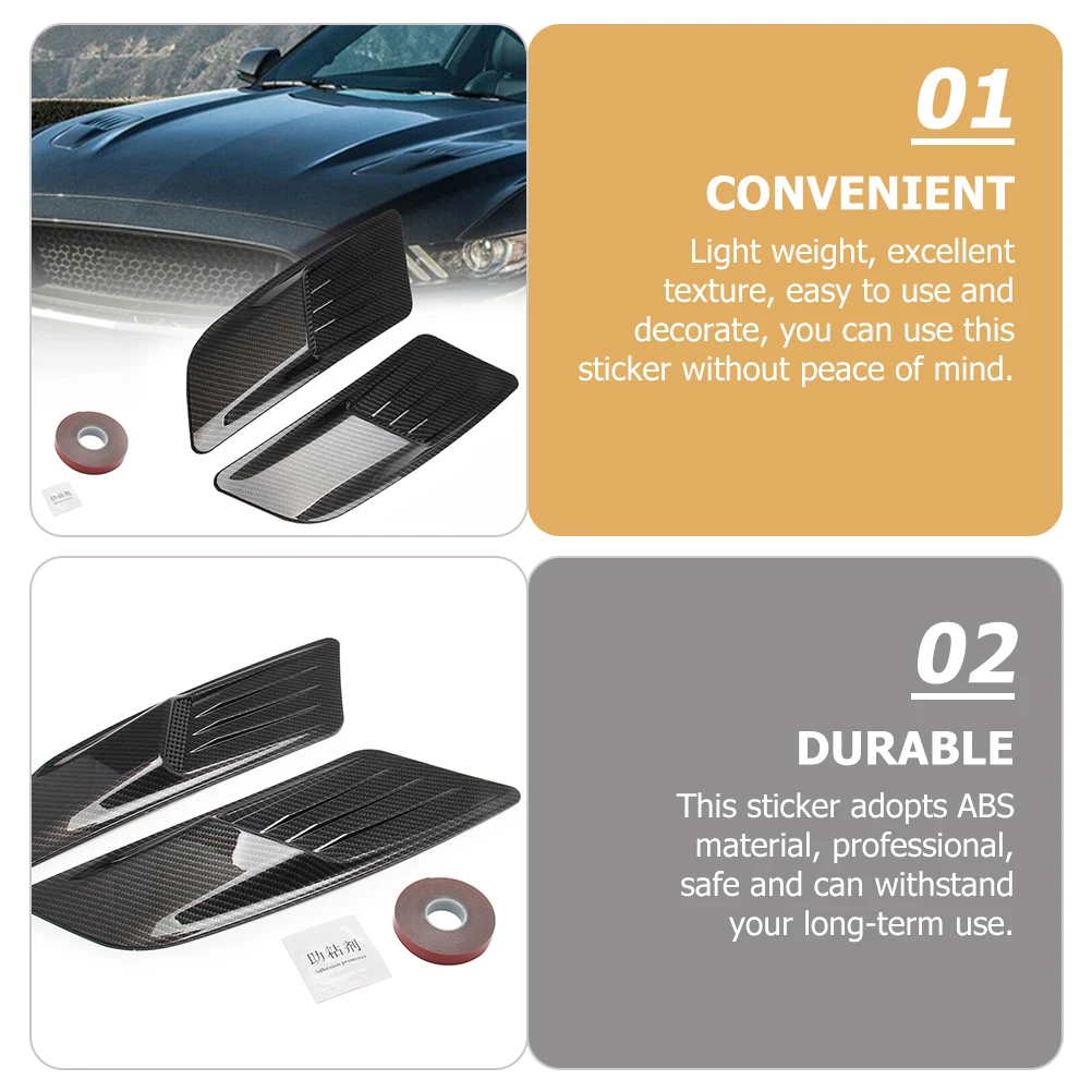 

Simulation Air Vent Sticker For Car Hood Lightweight Auto Exterior Decor Engine Airflow Cover Side Scoop Decal