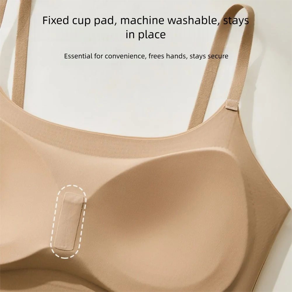 

Padded Support Women Wire Free Lingerie U-shaped Back Fixed pad Crop Top Vest Thin Comfortable Seamless Bra for Sports