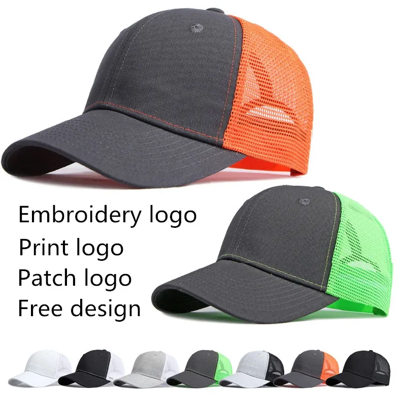 Logo Mesh trucker caps for adult Men solid patchwork Richardson 112 baseball cap Women Custom Sports hats Snapback caps gorros