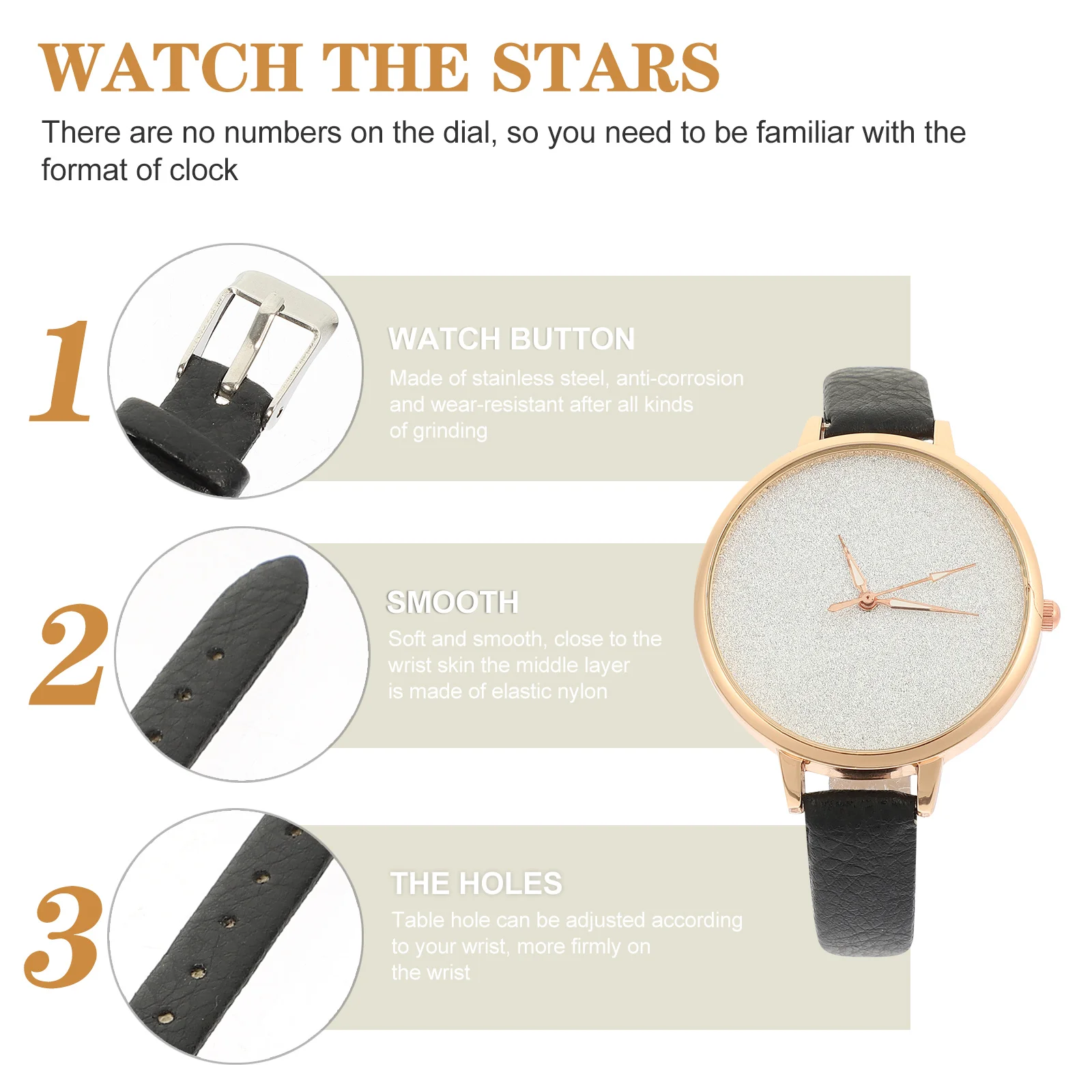 

Exquisite Female Watch with Shiny Dial PU Strap Adjustable Style Great for Gift Daily Wear Occasions