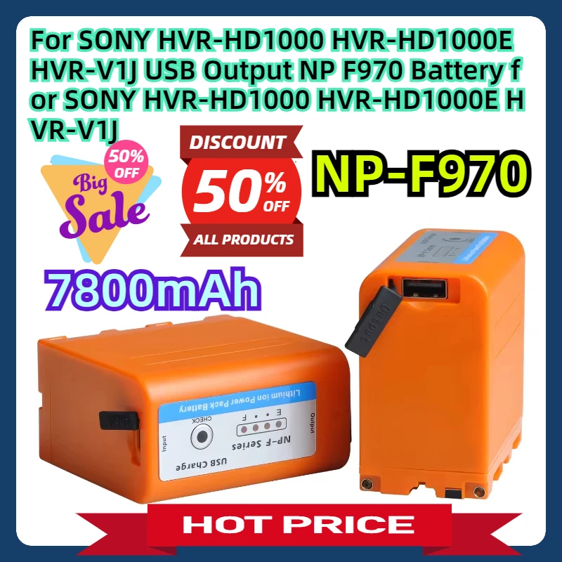 For SONY HVR-HD1000 HVR-HD1000E HVR-V1J USB Output 7800mAh NP F970 Battery for SONY HVR-HD1000 HVR-HD1000E HVR-V1J