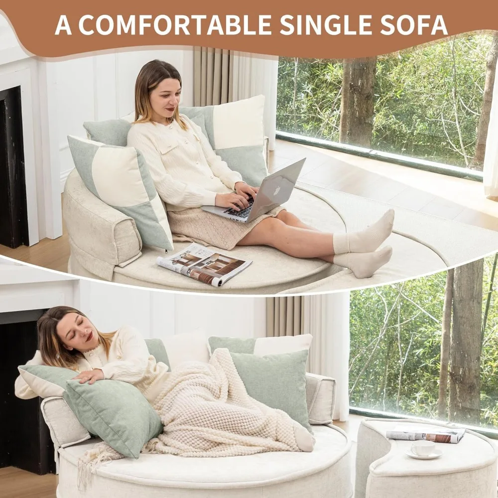 كرسي كبير جدًا مع مسند و5 وسائد، صالة تشيس دائرية مريحة للقراءة الداخلية، كرسي زاوية غرفة المعيشة Readi #5