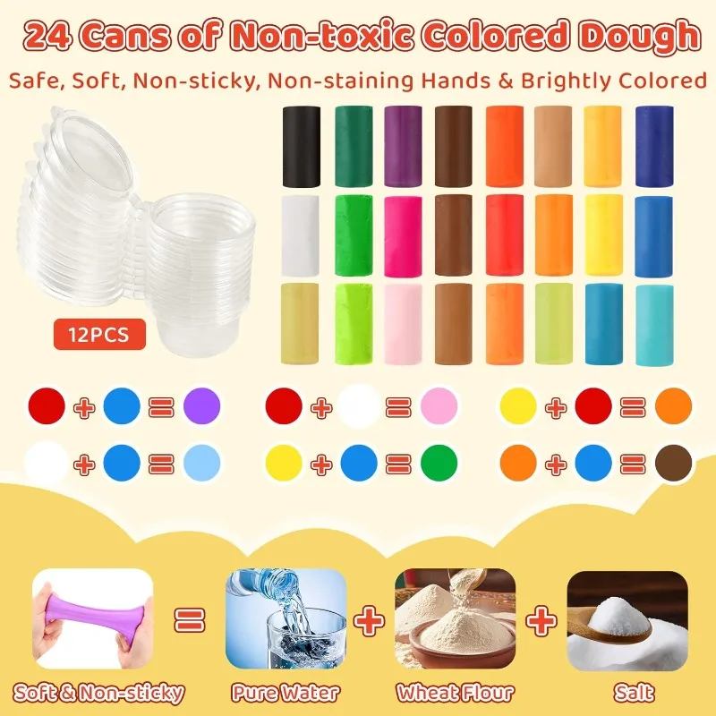 Zestaw do modelowania z kolorowej ciastoliny, zestaw do zabawy z kolorami, z urządzeniami do robienia makaronu i hamburgerów, zabawki do modelowania jedzenia dla chłopców i dziewczynek.