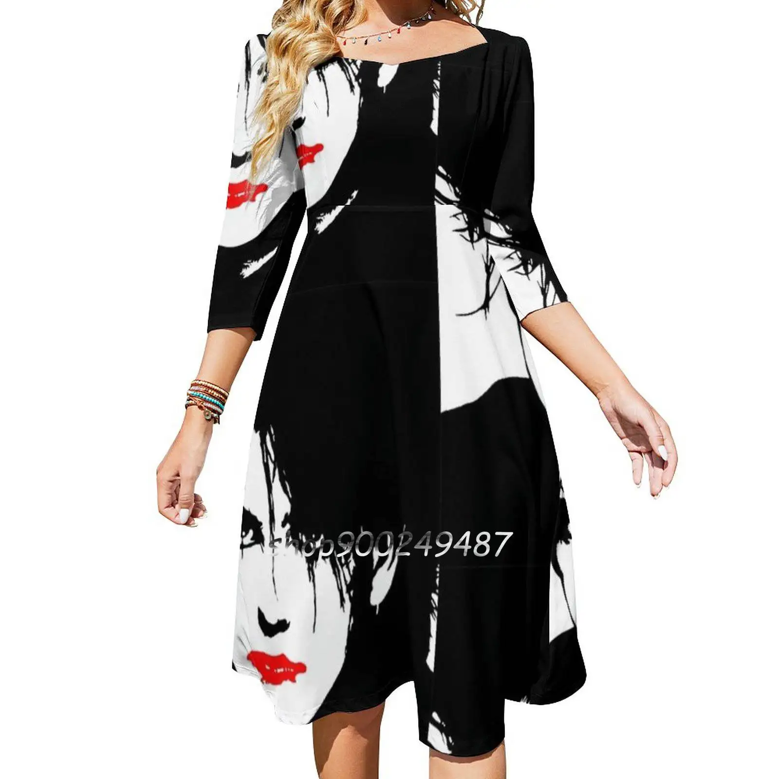 Robert #3 Dresses For Women A-Line Korea Style Slim Long Sleeve Dress Bands Band Music Singer Punk Goth Siouxsie Sioux Banshees