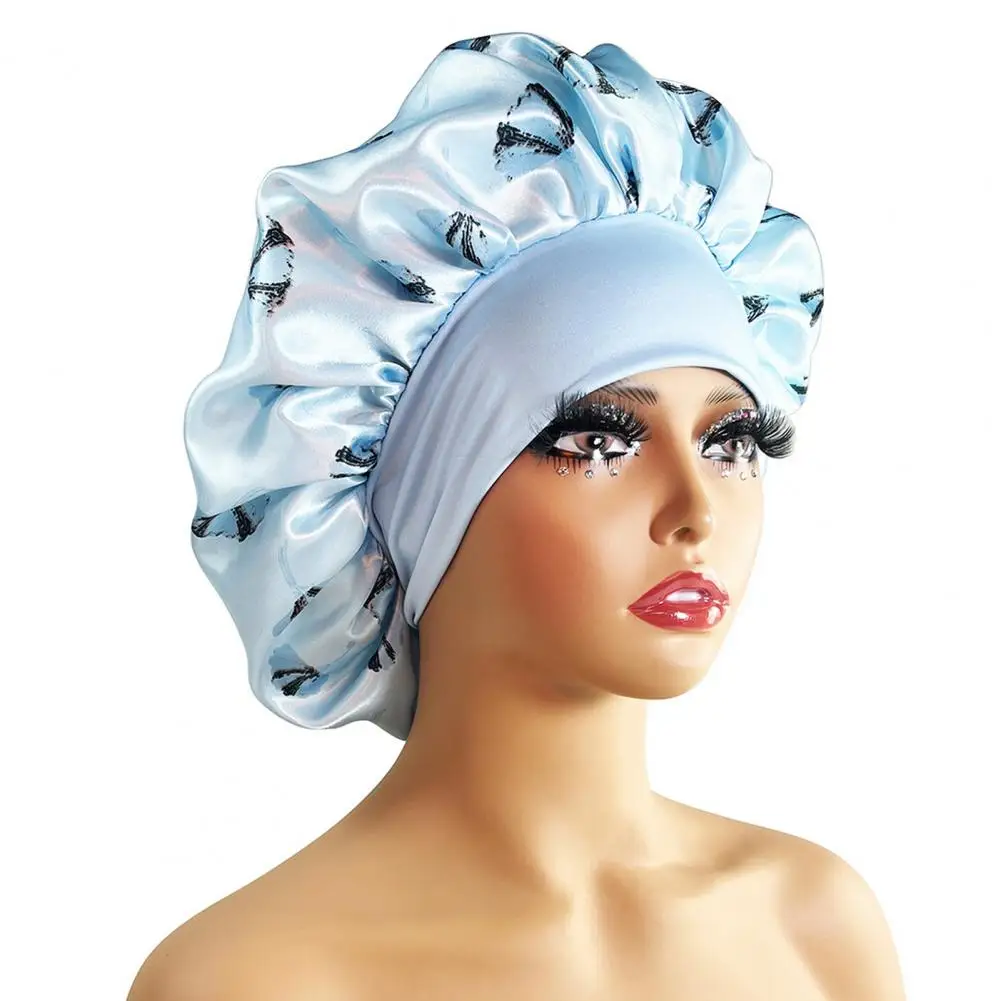 

Ladies Hat Women Bathroom Cap Extra Silk Satin Bonnet for Women Comfortable Flower Print Night Hat with for Braids for Curly