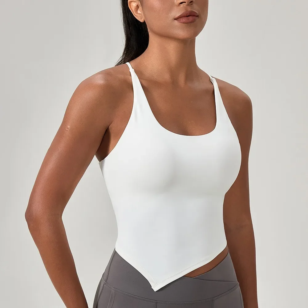 المرأة اليوغا سترة رياضية بلا أكمام تنفس الرسن اللياقة البدنية أعلى رفع وسادة ثابتة اليوغا أعلى سترة لياقة بدنية تشغيل قميص تانك الأعلى #5