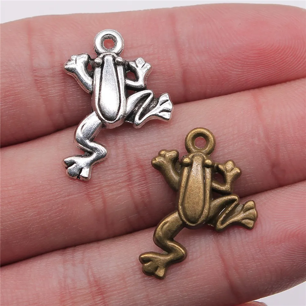 WYSIWYG 20pcs 23x17mm Pendant Frog Animal Frog Charm Pendants For Jewelry Making Antique Silver Color Tree Frog Pendants