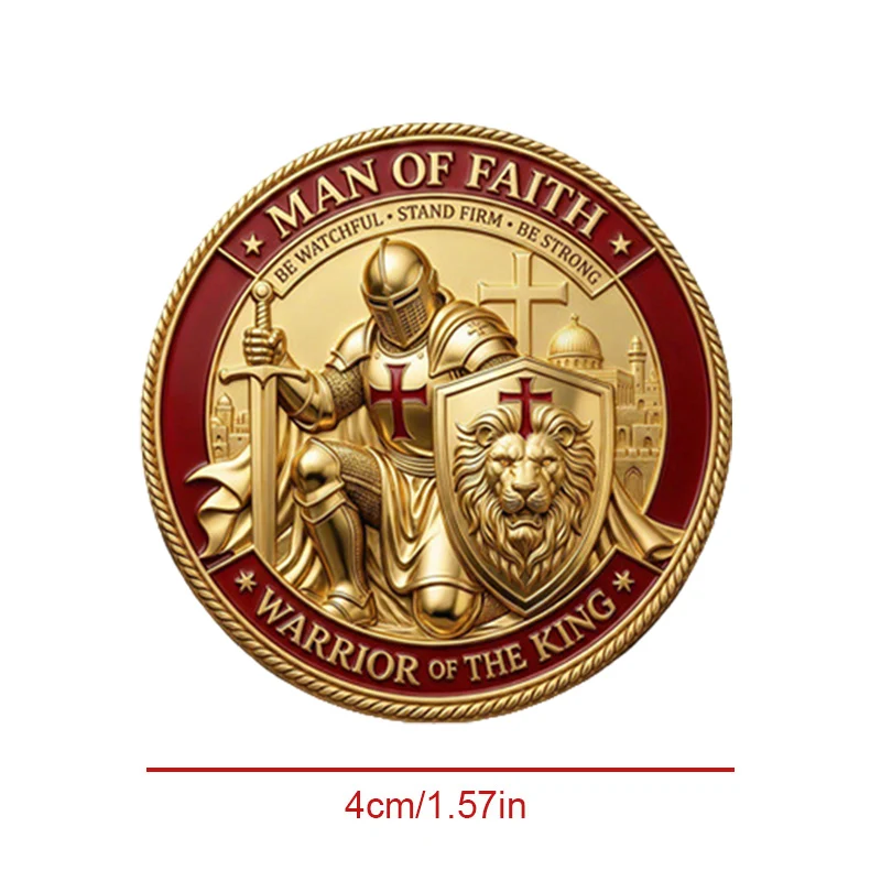 1PC Knight Gold Plated Encrusted Collectible Commemorative Coin Warrior of The King Metal Medal Challenge Coins Crafts Ornament