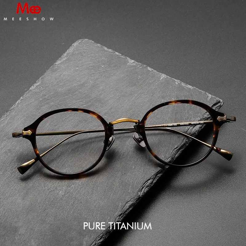 

MEESHOW Fashion Men Women Titanium Eyeglass Tortoise Acetate Retro Glasses Frame Optics Myopia Hyperopia Prescription glasses