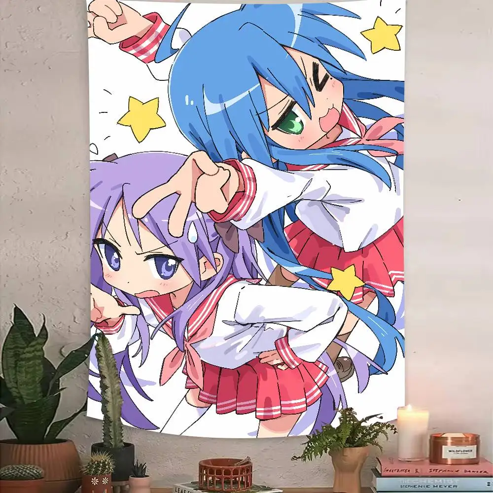 Hot Cute Konata Fashion Anime L-LuckyS Star Tapestry Custom Design Living Room Feature Wall Hanging Room Decor