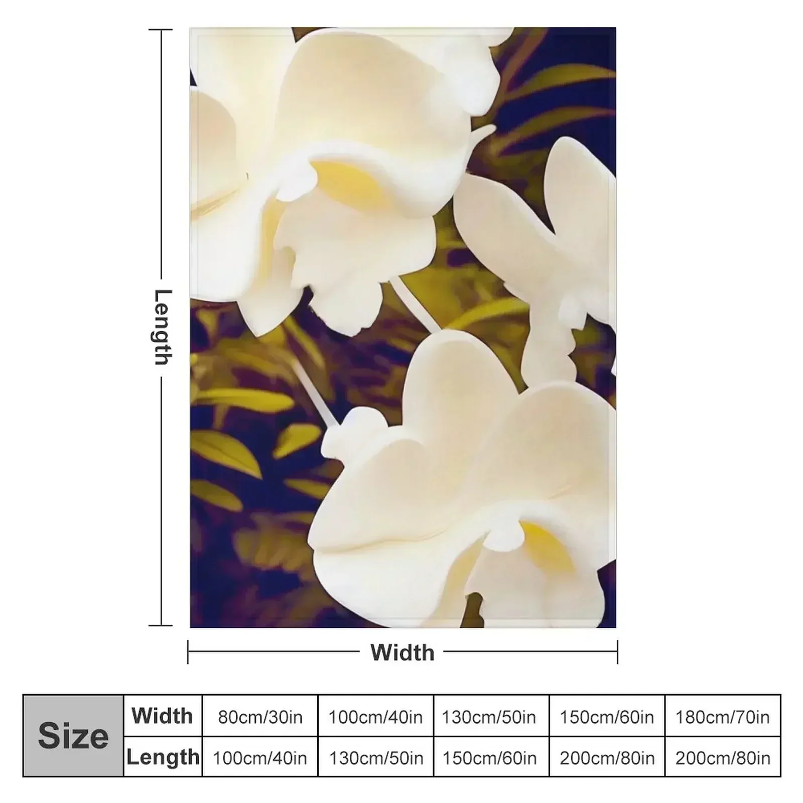Creamy Sculpted Orchids Throw Blanket couch cozy soft plush fuzzy picnic outdoor blanket