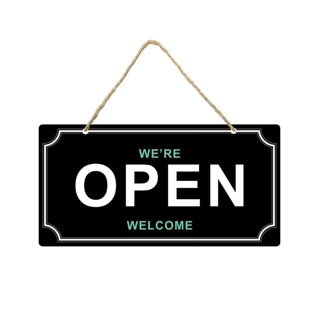 Business open closed sign, waterproof double-sided hanging sign that can be entered or closed, flip sign when open and closed