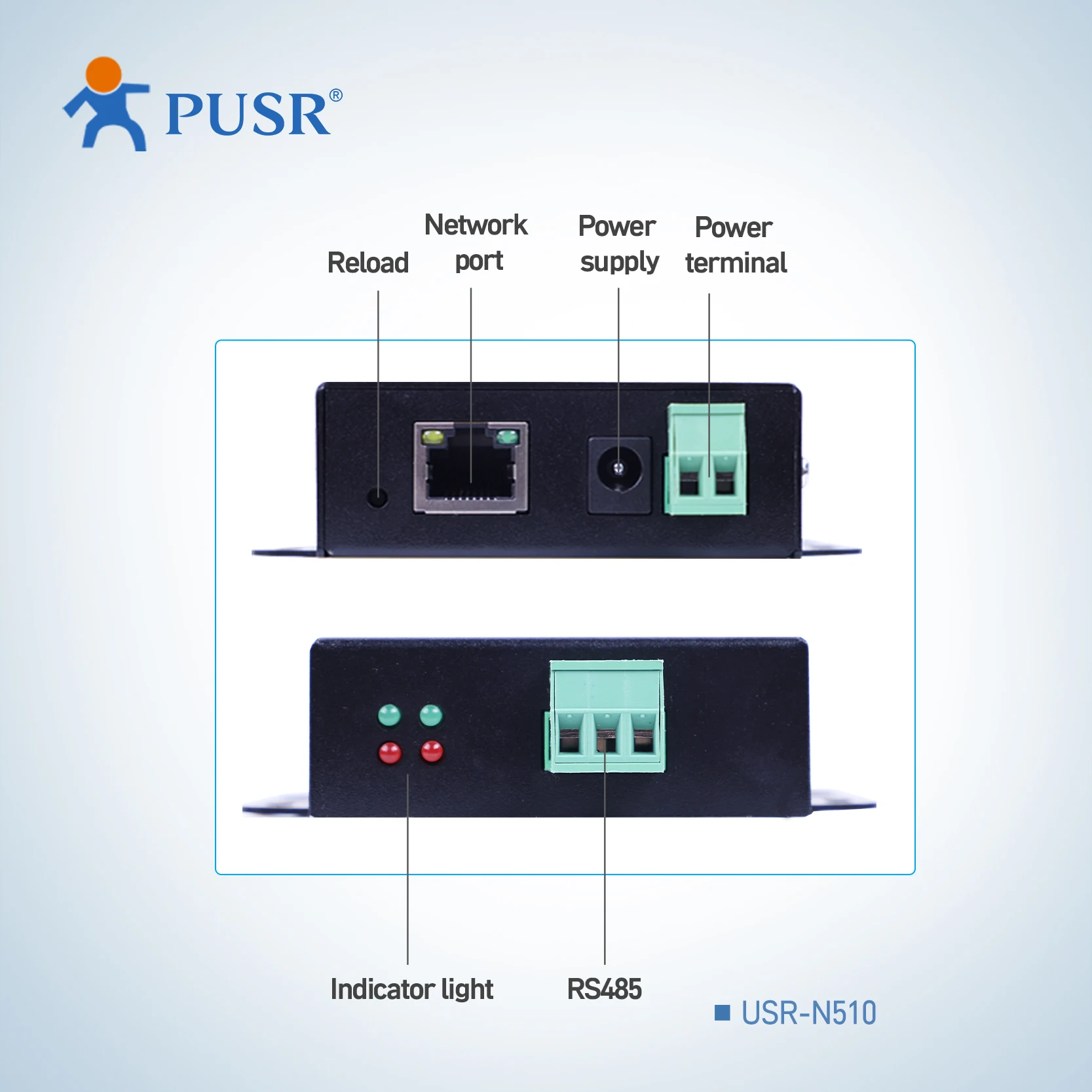 Modbus TCP para RTU Gateway, Servidor de Dispositivo Serial, 1 Porta, USR-N510, PUSR RS485 para Ethernet