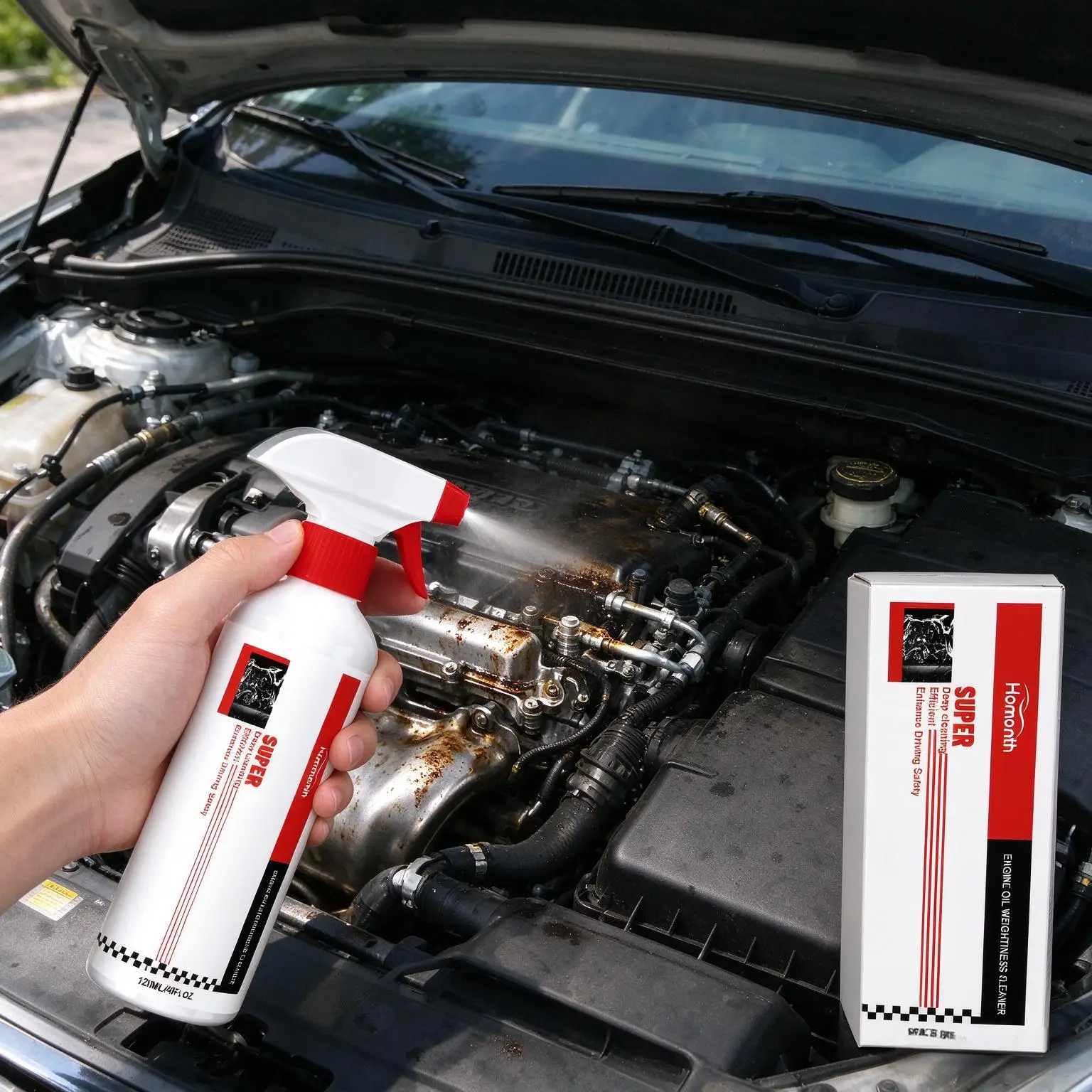 Car Engine Bay Clean Agent Heavy Oil Grease Remover Dissolve Oil Sludge Metal Parts Polishing Maintenance Engine Degreaser Spray