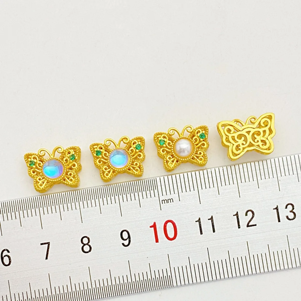 Antique Gold Color Retention Moonstone Inlaid Hollow Butterfly Spacer Beads DIY Bracelet Necklace Findings