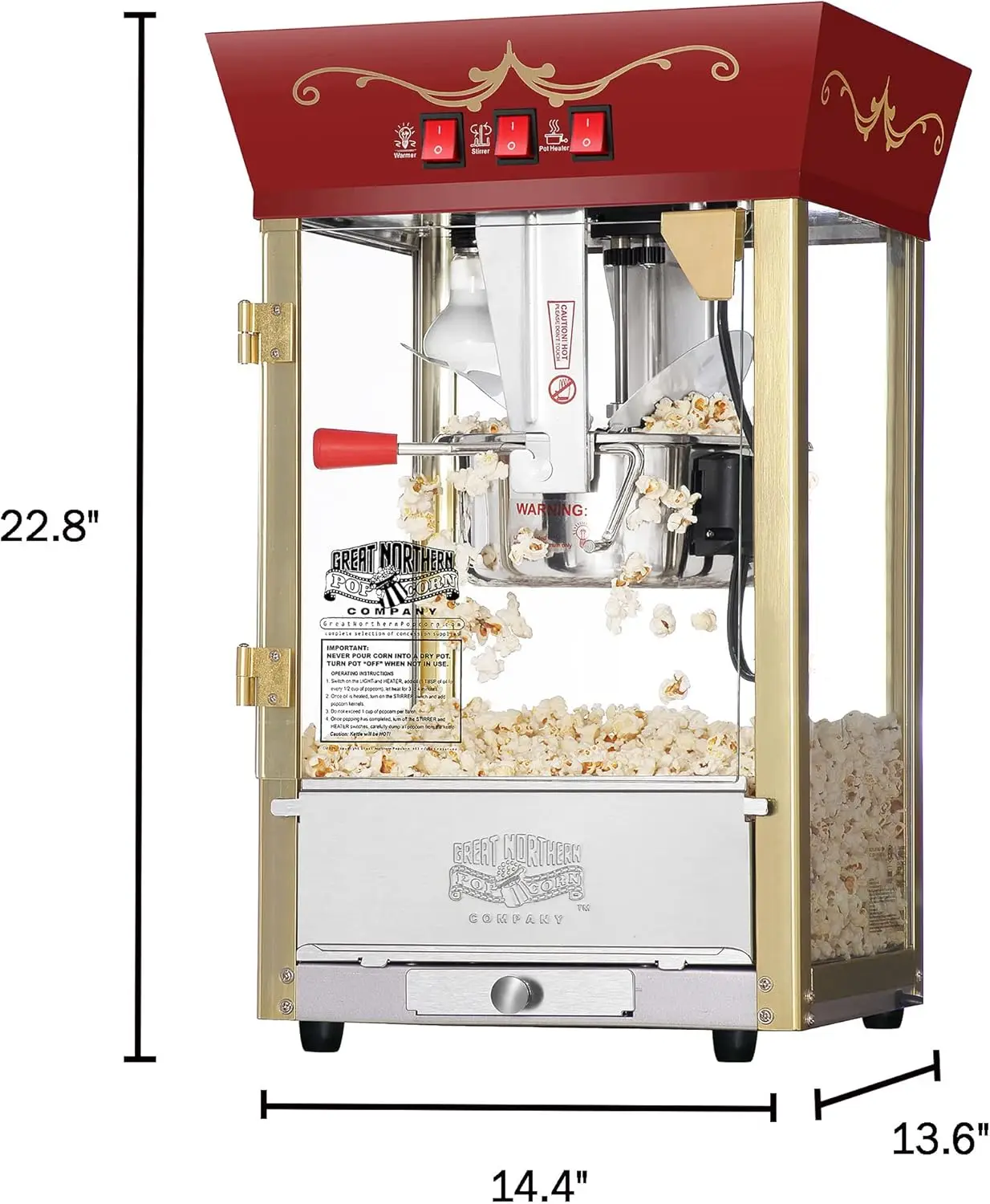 Northern Popcorn Matinee Popcorn Machine - Red, 8oz, (469326PCG)