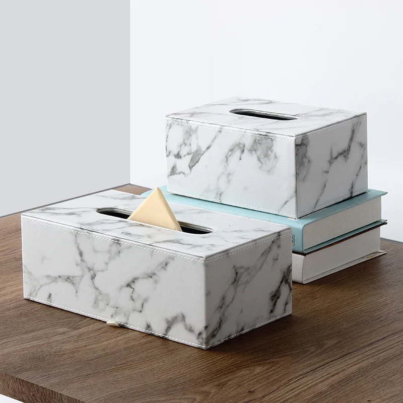 

Ever Perfect Modern Marble Rectangle Faux Leather Tissue Box Napkin Toilet Paper Holder Case Dispenser Home Decoration