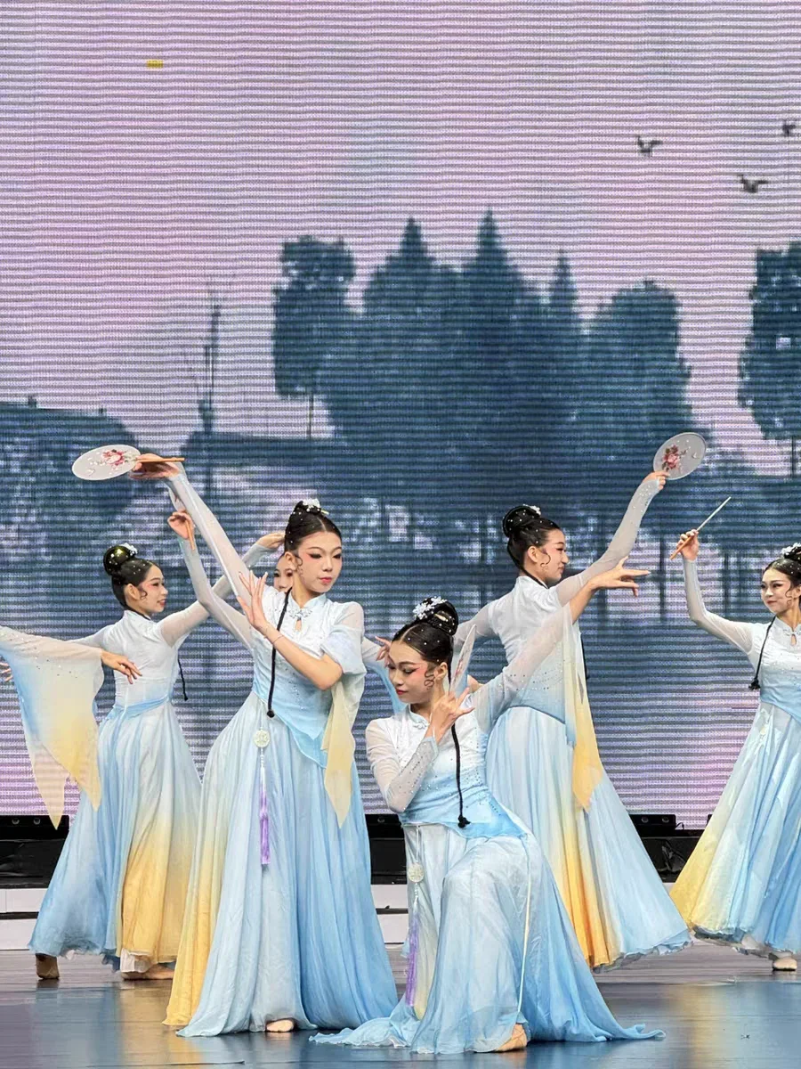 

Одежда для выступлений в китайском стиле, женская элегантная большая юбка, художественная тестовая одежда, оригинальный классический танец