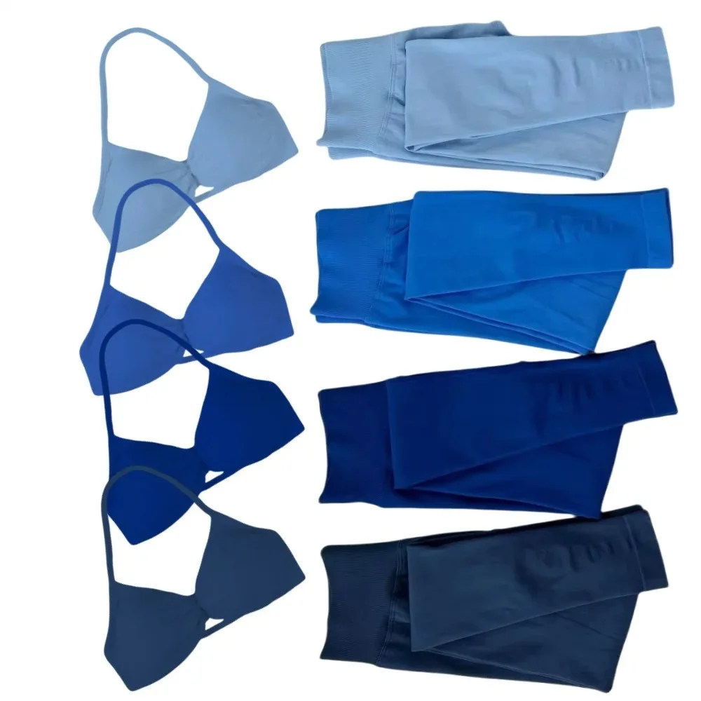 

2 Piece Women Yoga Sets High Quality Seamless Leggings&Strappy Bra Workout Resistance Training Yoga Gym Fitness Sportwear Set