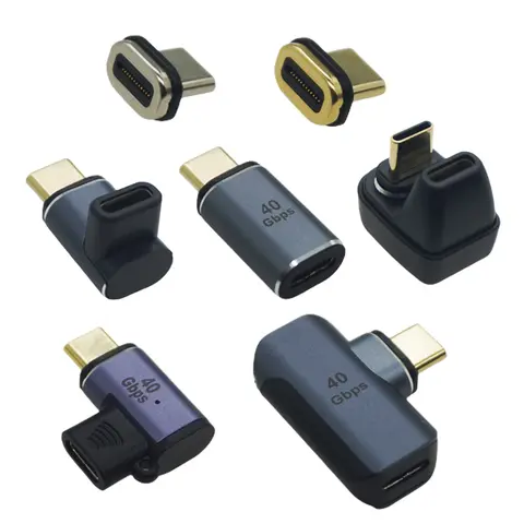 엘보 마그네틱 어댑터, USB C to C 100W 고속 충전 자석 컨버터 케이블, USB 타입 C 어댑터, 8K @ 60Hz, USB4.0 썬더볼트 3, 40Gbps