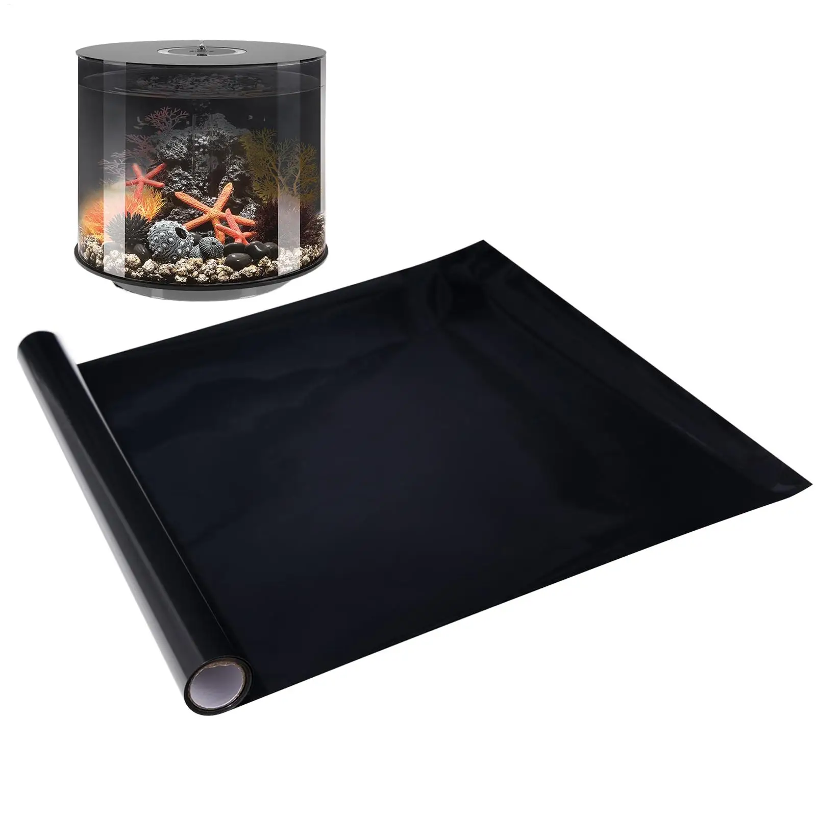 Papel Tapiz para Acuario, Adhesivo Decorativo para Fondo de Pecera, Película Estática Negra, Decoraciones para Acuarios