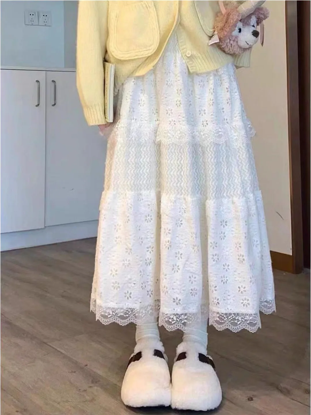 

Длинная тюлевая юбка Ele для женщин, осенне-зимняя, в стиле «Лунный свет», с высокой талией, для балета и танцев, пышная юбка-«торт»