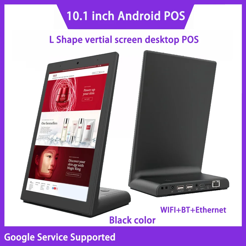 10.1 Inch L-Shape Desktop Tablet Vertical Screen Kiosk Android 11 tablet Touch Screen Display Restaurant Customer Ordering POS