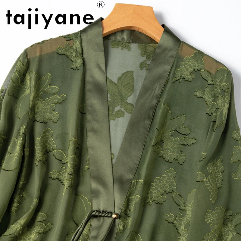 TAJIYANE 100% Mulberry Silk Women Shirts Tops Casuales Women Clothing Long Sleeve Top Summer Loose Fit Womens Топ Женский 2024