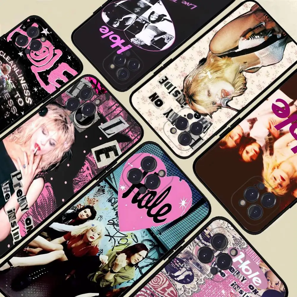Alternative Rock Hole Band Phone Case For Iphone 16 15 17 13 14 12 11 Pro Max Plus Black Shell Cover Case