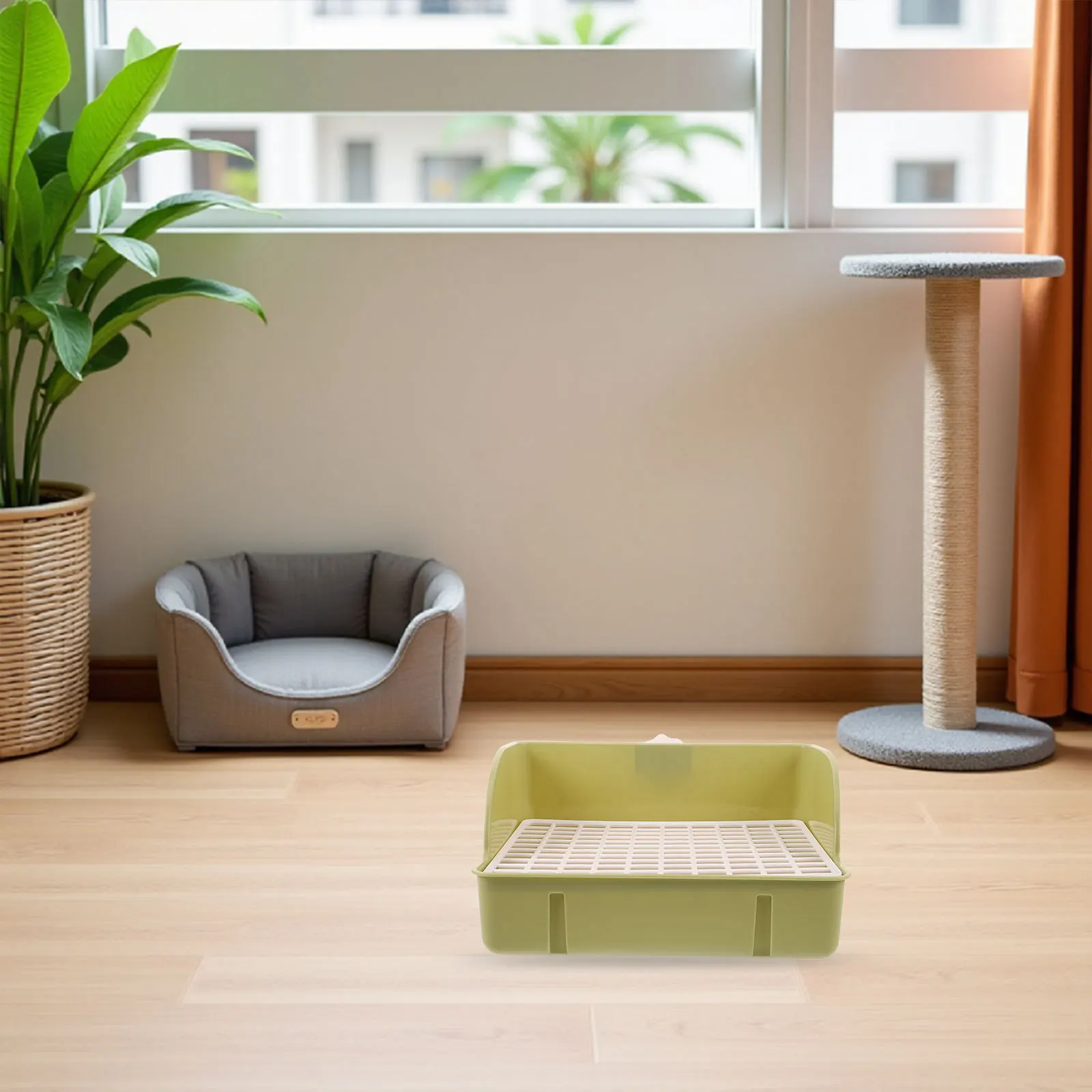 

Plastic Rabbit Litter Box Large Capacity Square Design Antisplash Indoor Bunny Cage Potty Pan Small Animal Toilet Tray Guinea